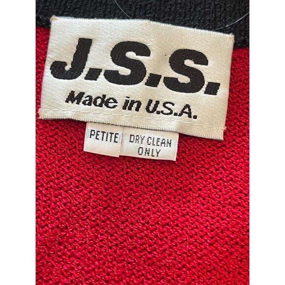 J.S.S knitwear womans jacket suit petite Sm red/black wool blend classic luxury - Picture 15 of 16